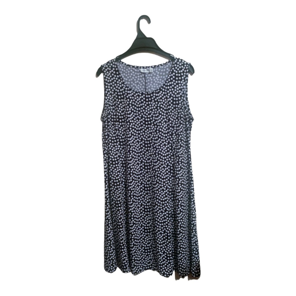 KIM ROGERS SLEEVELESS POLKA DOT DRESS WOMENS LG